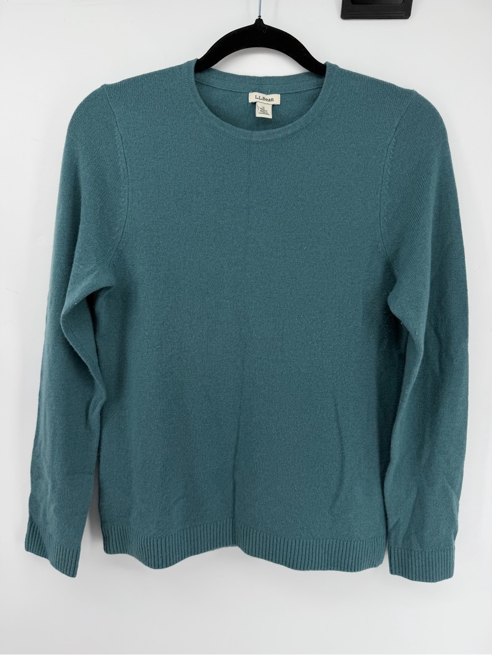 ⁠L.L.Bean 100% Cashmere Crewneck Sweater Teal Blue Green Women's Size S FW24